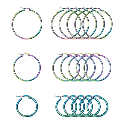 3 пары 3 размер 304 серьги-кольца из нержавеющей стали, радужные гипоаллергенные серьги для женщин