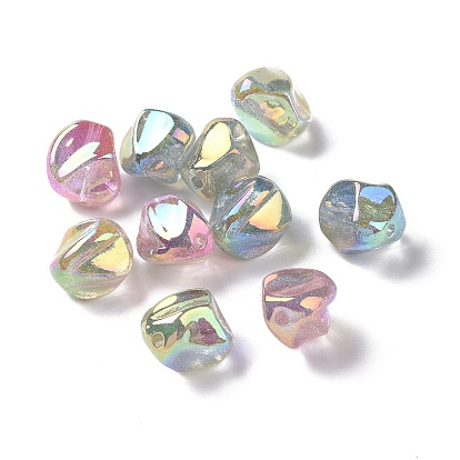UV Plating Rainbow Iridescent ABS Plastic Glitter Beads, Nuggets