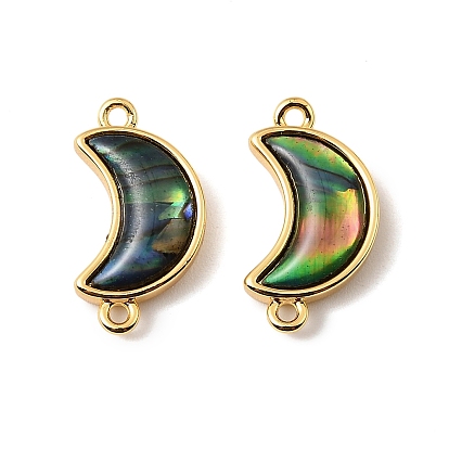 Подвески-коннекторы в форме полумесяца из натуральной ракушки пауа, с латунной