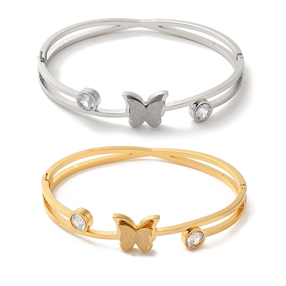 Бабочка вакуумное покрытие 304 нержавеющая сталь стразы браслеты-торсионы для женщин