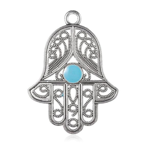   Pendentifs gros en alliage, avec l'émail, hamsa main / main de fatima / main de miriam