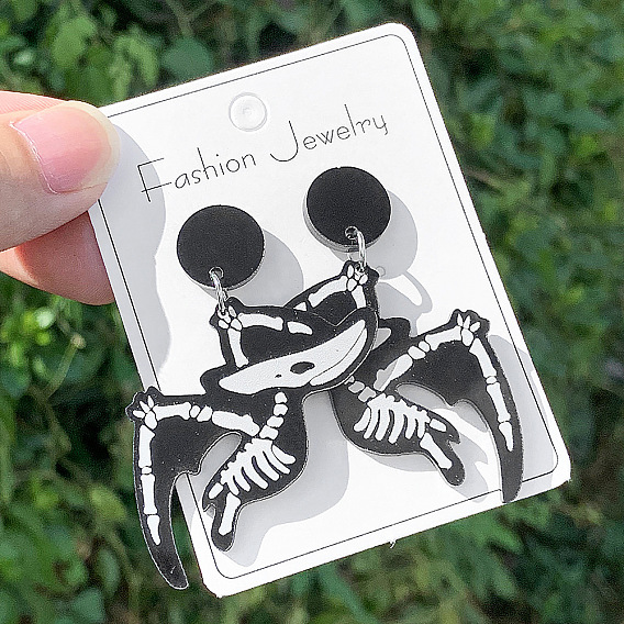 Акриловые болтаться серьги стержня, кость динозавра, платина