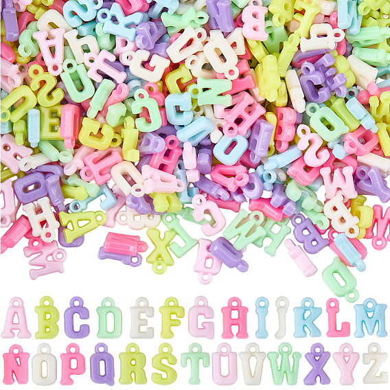 130g непрозрачные акриловые подвески, cmешанные буквы