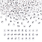 3 Bags White Acrylic Beads, DIY Accessories, Flat Round with Black Letter