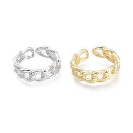 Brass Cuff Rings, Open Rings, Curb Chain Shape