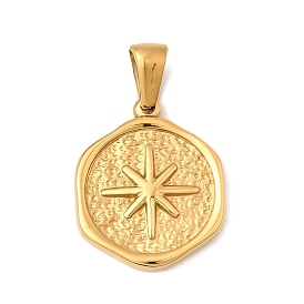 304 подвески из нержавеющей стали, ионное покрытие (ip), плоский круглый с шармом в виде звезды