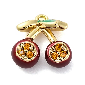 Латунные микро проложить кубического циркония прелести, без кадмия, без никеля и без свинца, с эмалью, вишня