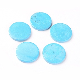 Cabochons howlite naturelles, teint, plat rond