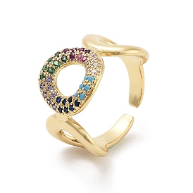 Латунное кольцо-манжета с микропаве из разноцветных кубических цирконий для женщин, реальный 18 k позолоченный