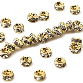 Rack Plating Brass Rhinestone Bead Spacers, Rondelle, 4x2mm, Hole: 1mm