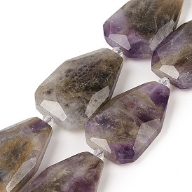 Natural Amethyst Beads Strands, Faceted Teardrop