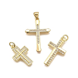 Латунные микро проложить кубического циркония подвески, крестик, долговечный, без свинца и без кадмия, с целью перехода в кольце