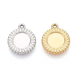 304 Настройки кабошон из нержавеющей стали кулон, ионное покрытие (ip), плоско-круглые