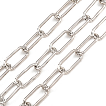 Brass Paperclip Chains, Unwelded, with Spool, Long-Lasting Plated, Rack Plating, Lead Free & Cadmium Free