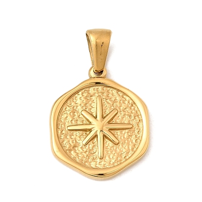 304 подвески из нержавеющей стали, ионное покрытие (ip), плоский круглый с шармом в виде звезды