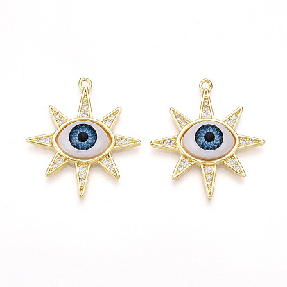 Латунные подвески с микропаве из прозрачных кубических цирконий для женщин, без кадмия, без никеля и без свинца, солнце с глазом, cmолой