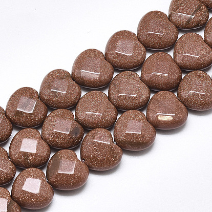 Synthetic Goldstone Beads Strands, Faceted, Heart