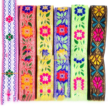 7M Leaf/Bird/Flower Ethnic Style Polyester Jacquard Ribbon, Garment Accessories
