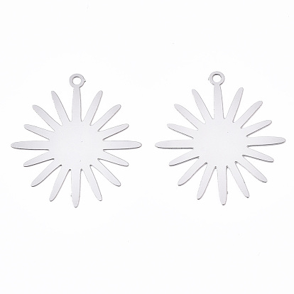 201 из нержавеющей стали филигранные подвески, гравированные металлические украшения, цветок