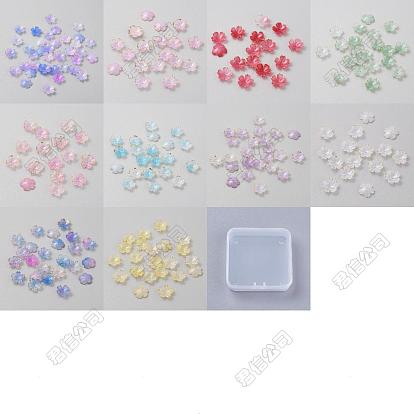 200pcs 10 couleurs capuchons de perles en résine, fleur avec phnom penh