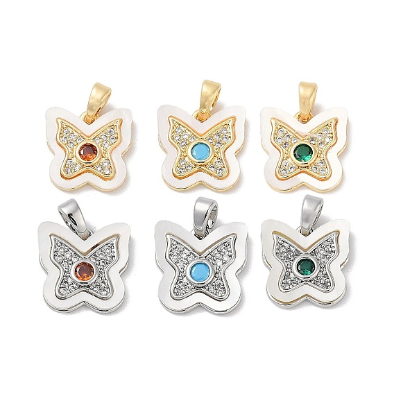 Латунные микро проложить кубического циркония подвески, без кадмия, без никеля и без свинца, с оболочкой, бабочки прелести