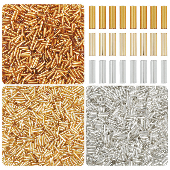 3300шт 3 цвета позолоченные стеклянные бусины, металлических цветов