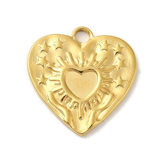 Ионное покрытие (ip) 304 подвески из нержавеющей стали, сердце со звездным шармом