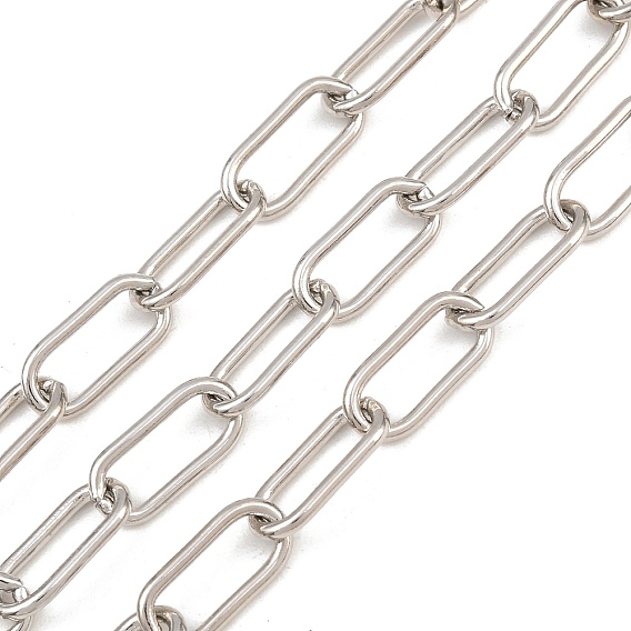Cadenas de clip de latón, sin soldar, con carrete, larga duración plateado, chapado en rack, sin plomo y el cadmio