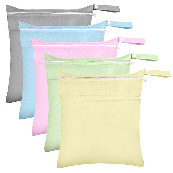 5шт. 5цветные тканевые мешочки для хранения косметики на молнии, прямоугольные