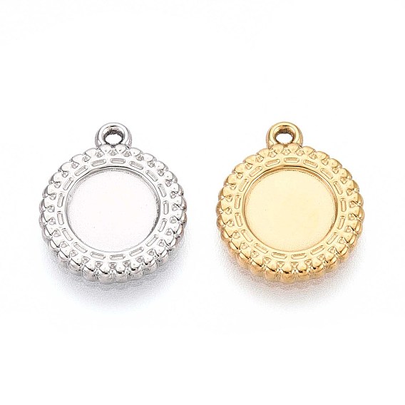 304 Настройки кабошон из нержавеющей стали кулон, ионное покрытие (ip), плоско-круглые