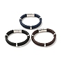Leather Braided Double Loops Multi-strand Bracelet with 304 Stainless Steel Magneti Clasp for Men Women