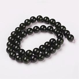 Synthetic Green Goldstone Beads Strands, Round
