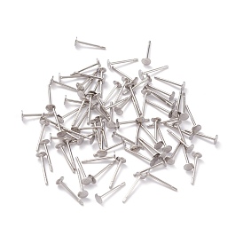 304 Stainless Steel Stud Earring Findings, with Flat Pad Earring Post, Flat Round