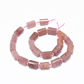 Natural Strawberry Quartz Beads Strands, Faceted, Column