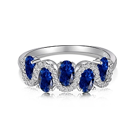 925 кольца из стерлингового серебра с родиевым покрытием и волнистыми пальцами, овальное кольцо с кубическим цирконием для женщин и мужчин