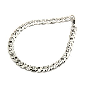 304 cadena de cordón de acero inoxidable / pulseras de cadena trenzada, con cierre de langosta, 8-1/8 pulgada (205 mm), 65 mm