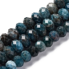 Natural Apatite Beads Strands, Faceted, Rondelle