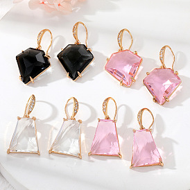 Geometric Polygon Crystal Earrings for Women, Minimalist Chic and Elegant Jewelry