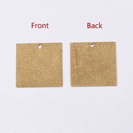 Metal Tags, Brass Stamping Blank Tag Pendants, Square, 20x20x0.5mm, Hole: 1mm