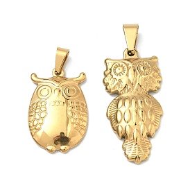 304 подвески из нержавеющей стали, очарование совы, с 201 защелкой из нержавеющей стали на поручнях, ионное покрытие (ip)