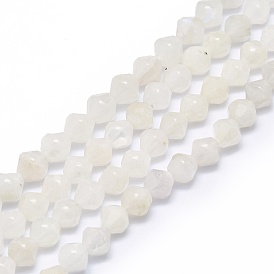 Natural Rainbow Moonstone Beads Strands, Faceted, Bicone