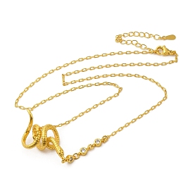 Brass Snake & Cubic Zirconia Pendant Necklaces