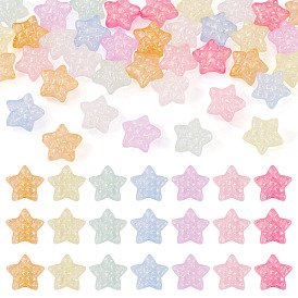 50шт. светящиеся прозрачные акриловые бусины, звезда, с блеском порошок, светится в темноте