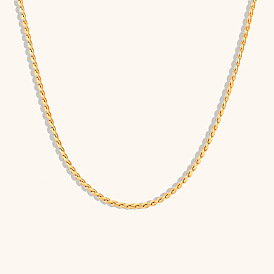 Minimalist Woven Hemp Rope Chain Bracelet & Stainless Steel 18K Plated Necklace Jewelry