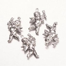 316 хирургические подвески из нержавеющей стали, ангел, 29x16x5 мм, отверстие : 1 мм