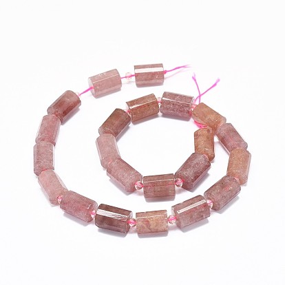 Natural Strawberry Quartz Beads Strands, Faceted, Column
