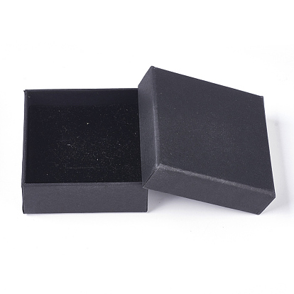 Kraft Paper Cardboard Jewelry Boxes, Ring/Earring Box, Square
