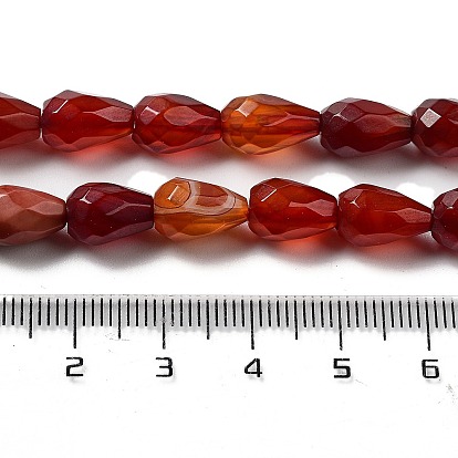 Natural Red Agate Beads Strands, Faceted Teardrop