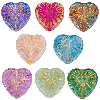 2 нити стеклянные бусины нити, сердце, золотой металл обвитыми