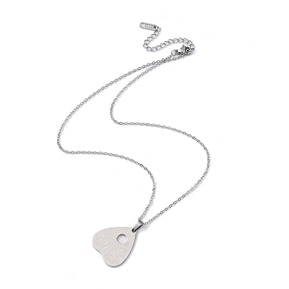 Hollow Heart 304 Stainless Steel Pendant Necklaces